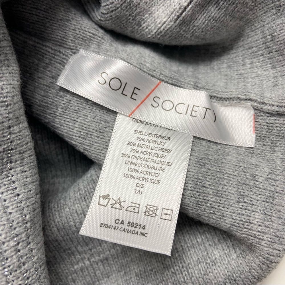 Sole Society Grey Metallic Slouchy Knit Beanie Hat - Picture 8 of 9